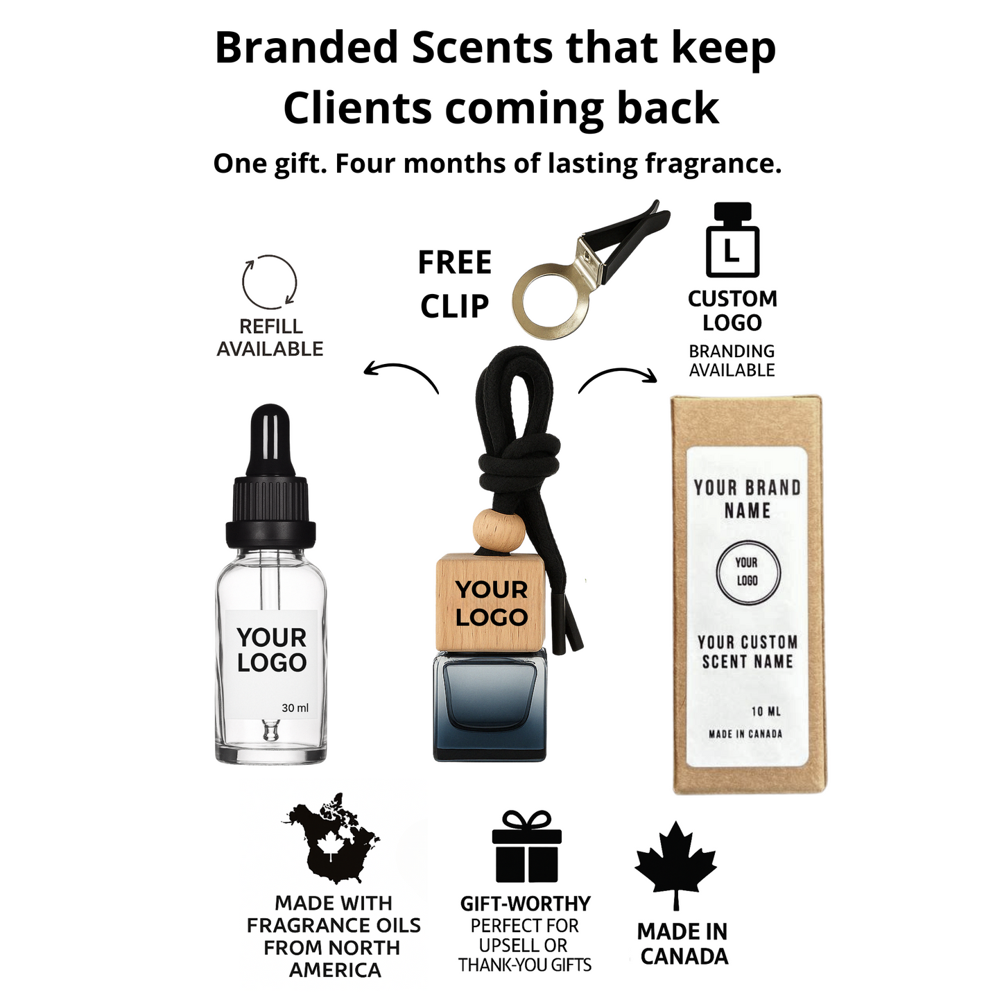 Custom Branded Car Fragrance Gift Set - Car Diffuser 10 ml + Refill 30 ml - fully customizable