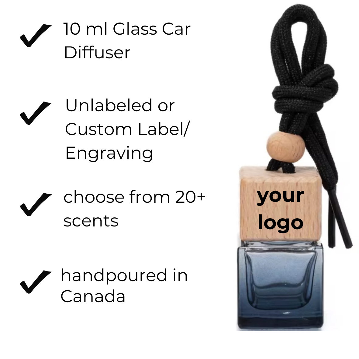 10 ml Glass Car Diffuser | Car Air Freshener (Unlabeled or Custom Engraving + Custom Box Label ))