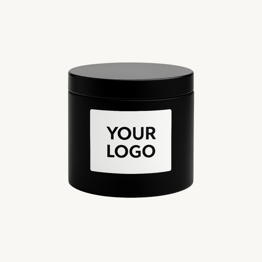 4oz Black - Straight Sided - Tin Coconut Candle (Unlabeled or Custom Label)