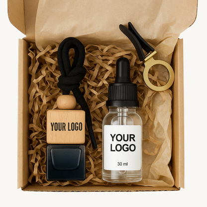 Custom Branded Car Fragrance Gift Set - Car Diffuser 10 ml + Refill 30 ml - fully customizable