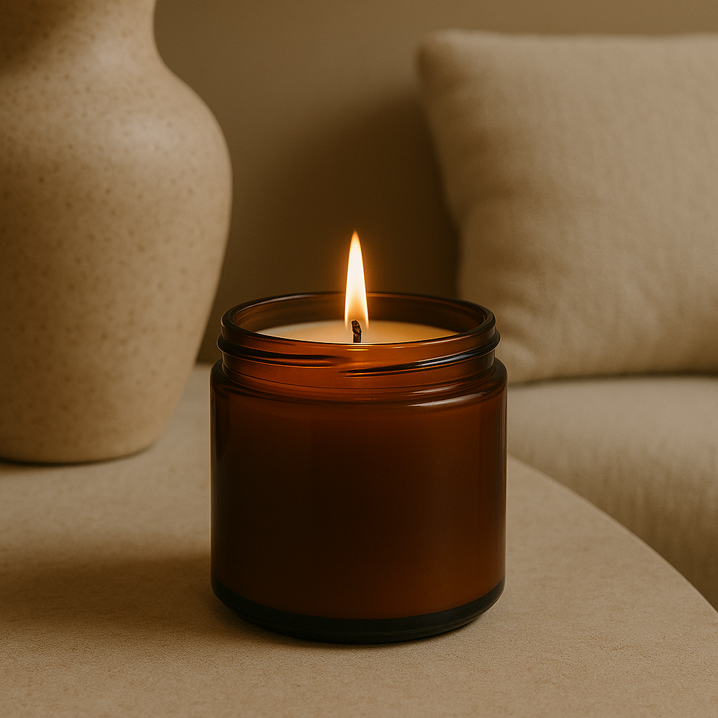 4 oz Amber Glass Jar Coconut Candle (Unlabeled or Custom Label)